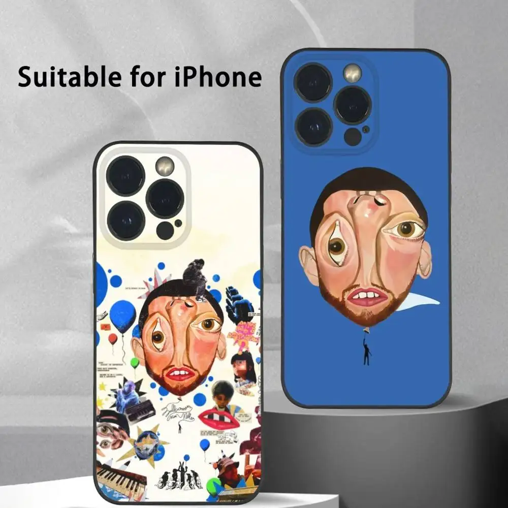 حافظة هاتف M-Mac Miller Singer لهاتف آيفون 15 14 13 12 11 Pro Xs Max Mini XR X 7 8 Plus غلاف ناعم أسود بلوري Funda