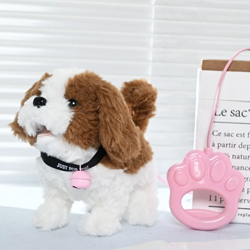 어린이 역할극 및 손 눈 조정 개발을 위해 노래하는 꼬리가 있는 대화형 전기 봉제 개 장난감 15UB