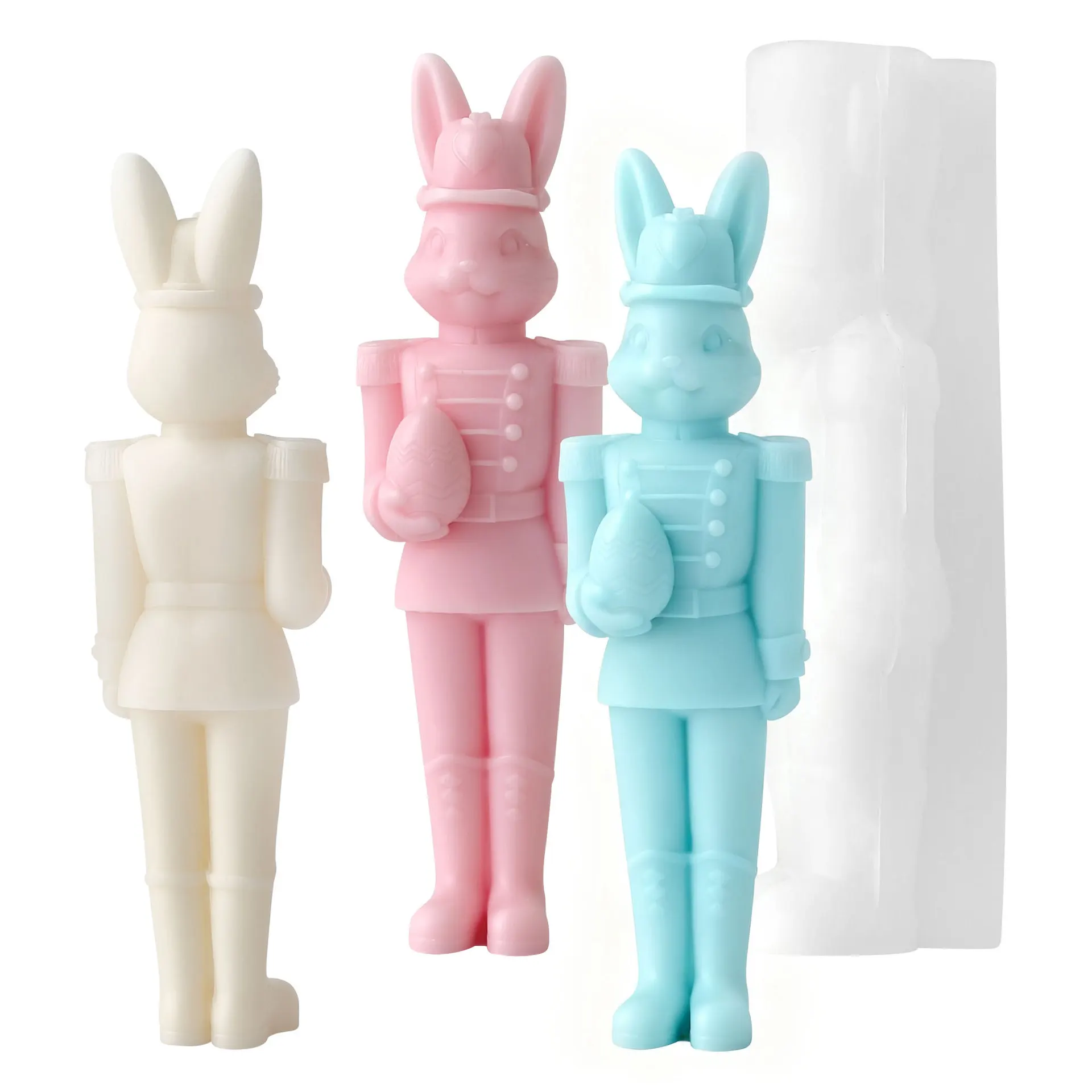 Handmade Plaster Mold Flexible And Reusable Easter Bunny Candle Mold Walnut Soldier Mold Special Design For Plaster Decorations