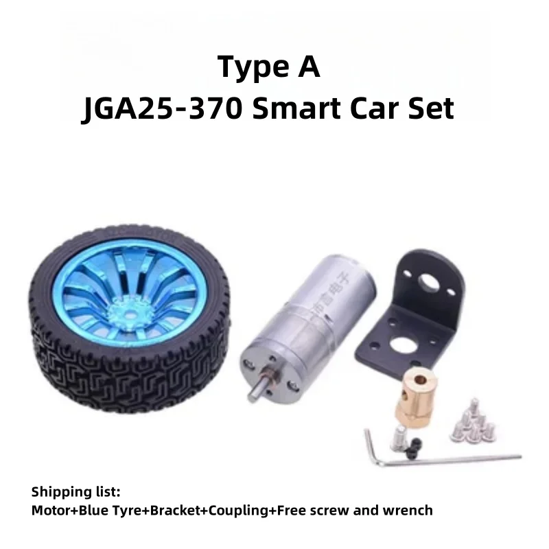 6V12V24V JGA25-370 Smart/Intelligent Car Chassis Kit/Set DC Motor+65x26mm Tyre+Bracket+Encoder+Coupling+Screw Wrench Robot Model