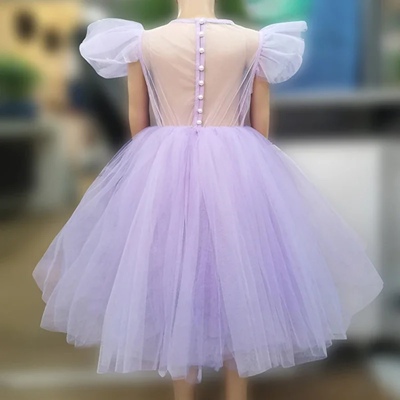 Teenage Girls Dress Children\'s Clothing Party Elegant Princess Long Tulle Baby Girls Kids Lace Wedding Ceremony Dresses