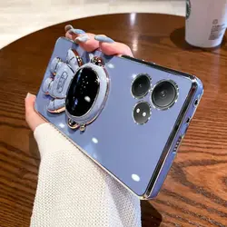 Astronaut Case For Realme GT7 Pro GT6 6T GT NEO6 SE Electroplated All-inclusive Bracket Silicone Soft Cover For Realme GT7 Pro