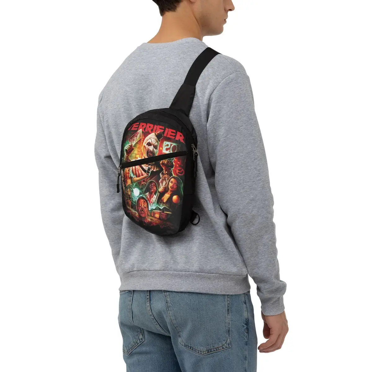 Sacs à bandoulière personnalisés Horror Movie Terrifier pour hommes, sac à dos de poitrine Cool Halloween, initié par le clown, sac à dos de voyage, sac à dos de randonnée