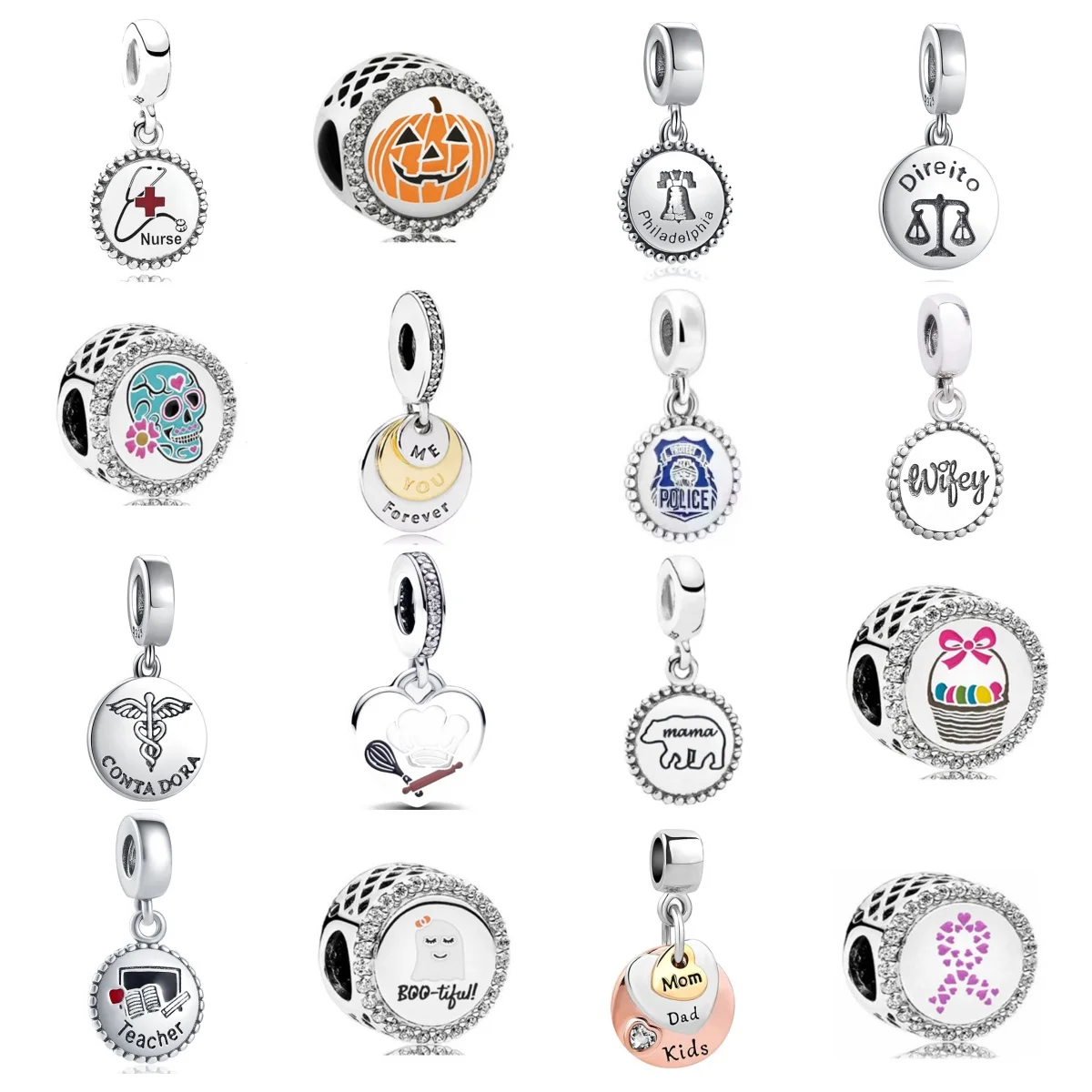 

2025 Europe 925 Sterling Silver Circular pendant Charm Fit Original Bracelet Jewelry Sparkling career nurse Bead Dangle Gift