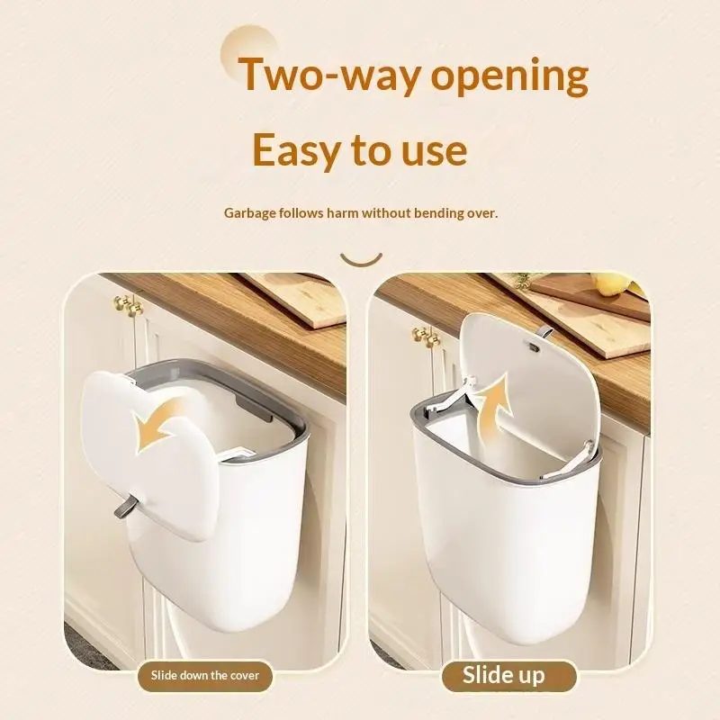 Wall Mounted Kitchen Trash Can with Lid Pet-Proof Odor Sealing Household Waste Bin for Living Room Bathroom Home