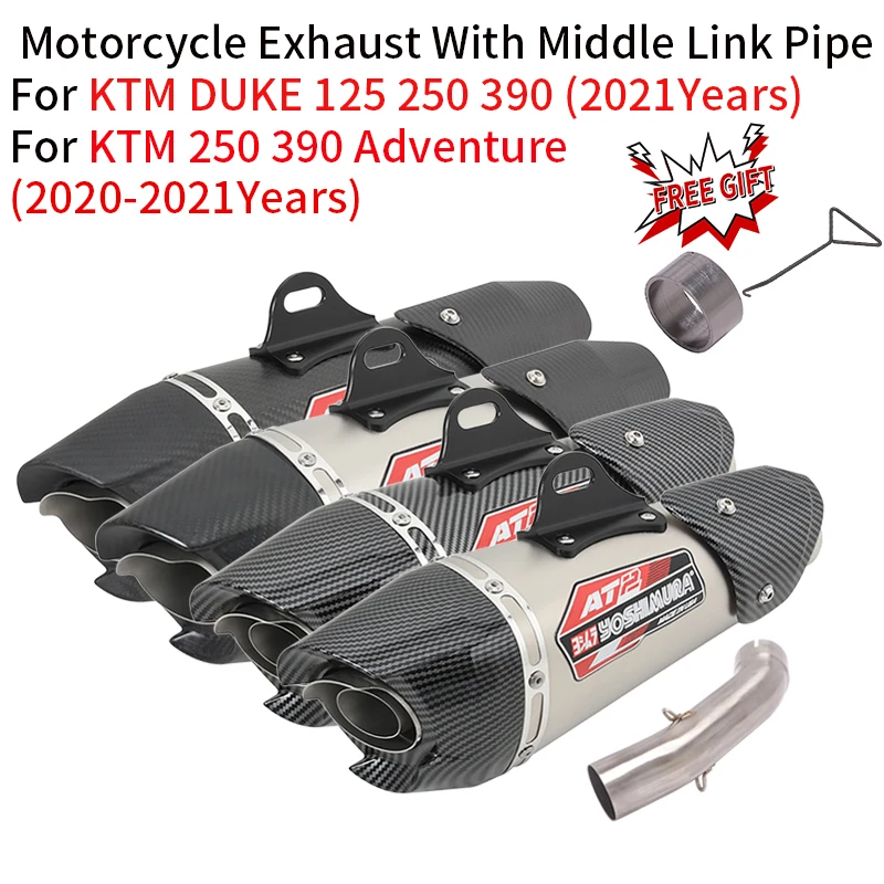 

For KTM DUKE 125 250 390 ADV Adventure 2020 2021 Yoshimura AT2 Motorcycle Exhaust Escape Muffler Modify Mid link Pipe DB Killer