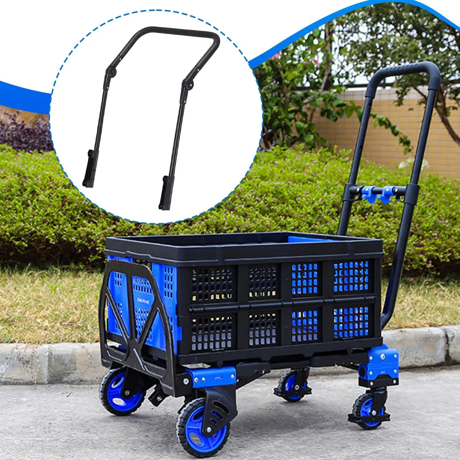 

Сменная ручка тележки с двухтактной перекладиной, регулируемые складные аксессуары для тележки, прочная, простая установка для кемпинговой тележки