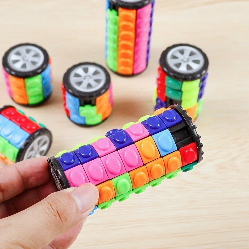 3D Rotating Slide Cube Puzzle Color Tower Fidget Toy Sensory Stress Relief Brain Teaser Montessori Parent-child Gift for Kids