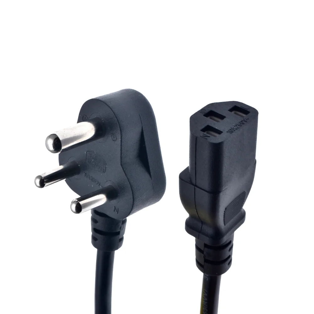 India Standard Power cord, Type D Adapter Plug to IEC320 C13 Kettle Power Supply Cables,ISI Power Cable,110~250VAC 10A 1.5m