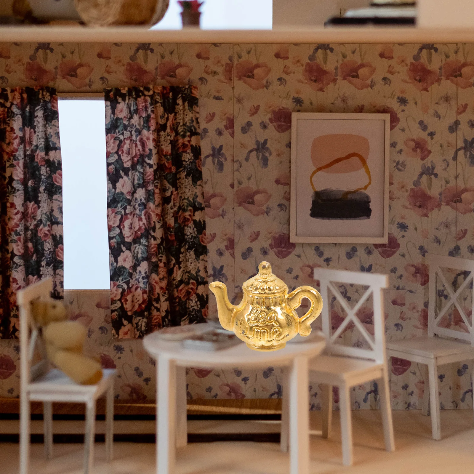 

1 Set Miniature Tea Set House Accessories Vintage Mini Metal Teapot Kitchen Decor Display Pretend Play Tiny House