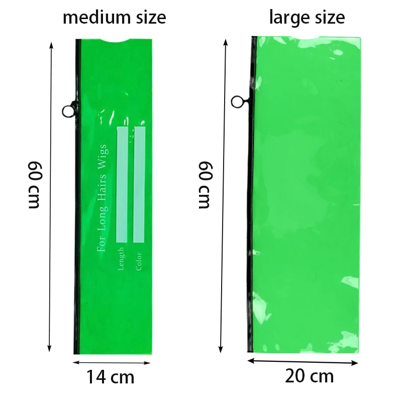 ถุงเก็บวิกผมยาว14X60ซม. พร้อมที่แขวนพลาสติกถุงเก็บผมโปร่งใสพร้อมซิปขึ้นถุงวิกพีวีซีกันฝุ่นสำหรับผมยาว