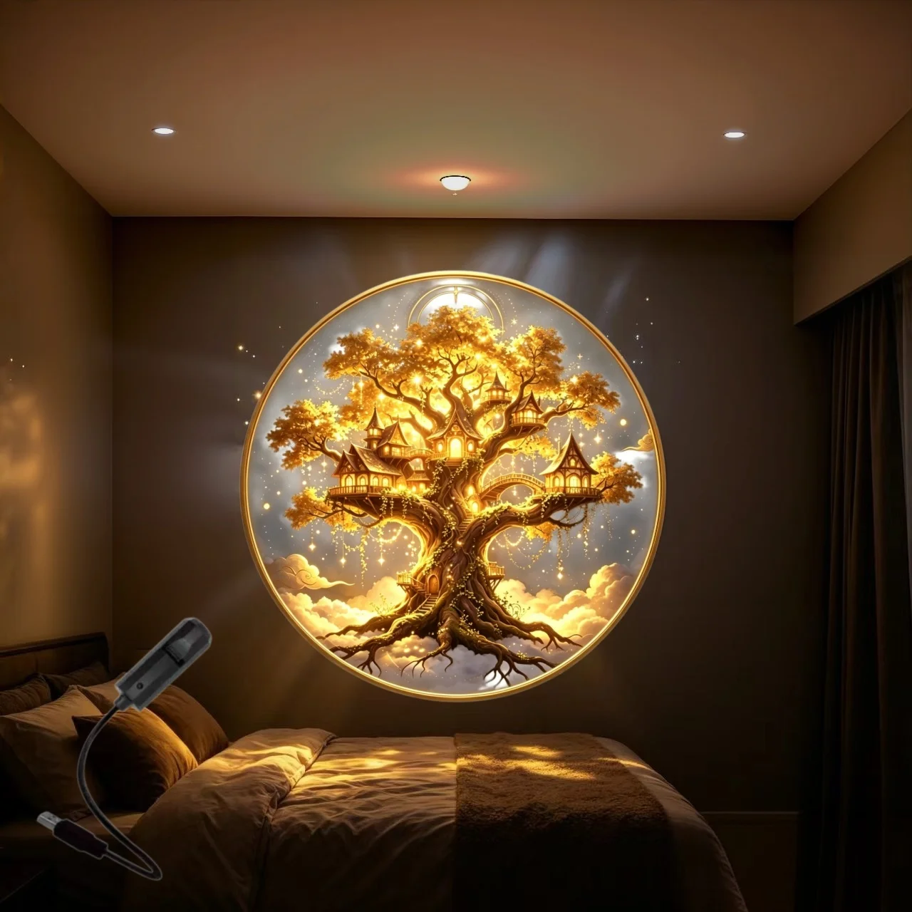 New Aurora Projector Golden World Pattern Projection Ambient Light Bedroom Home Projection Night Light
