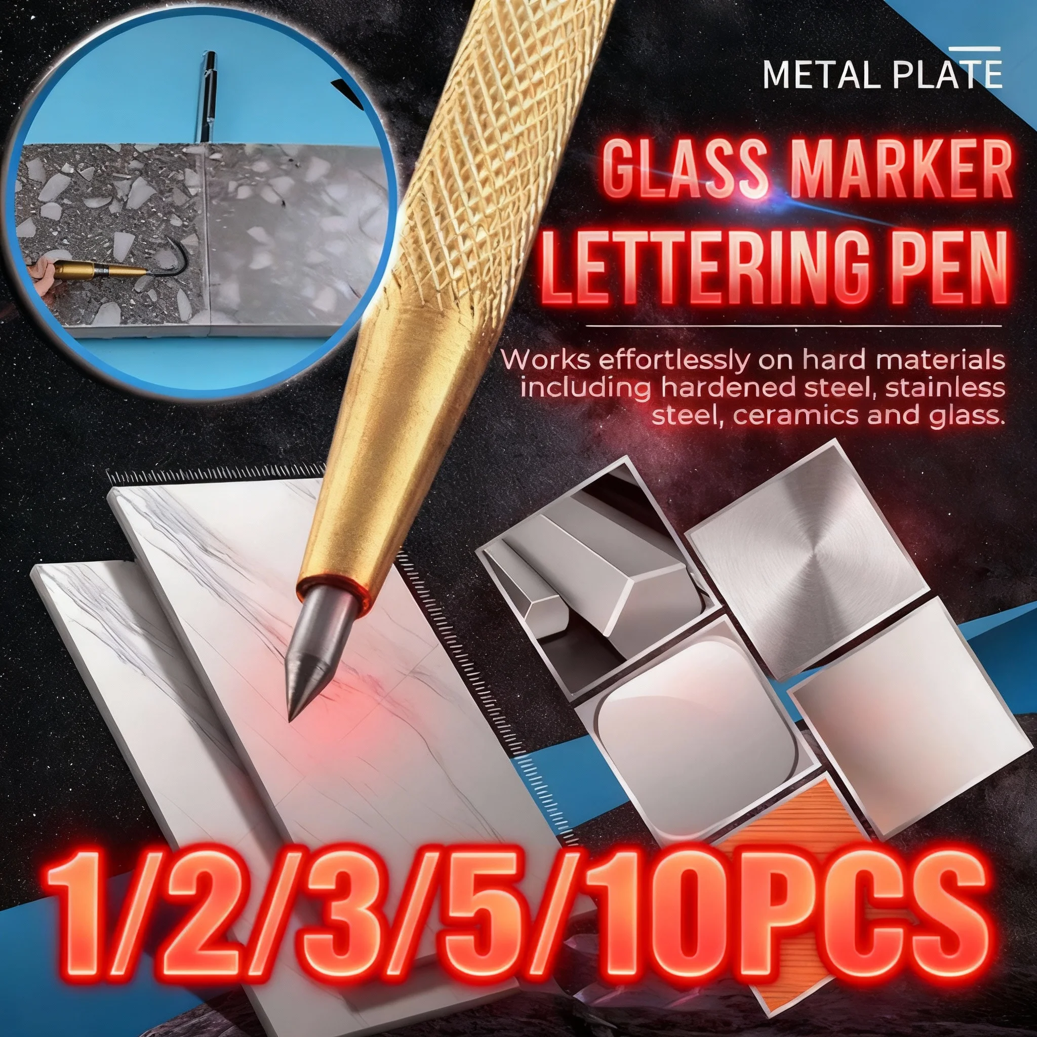 1/2/3/5pcs Diamond Tile Marking Pen Set,Precision Metalworking And Woodworking Tools For Cutting Punching Glass,Tiles,Metal&Wood