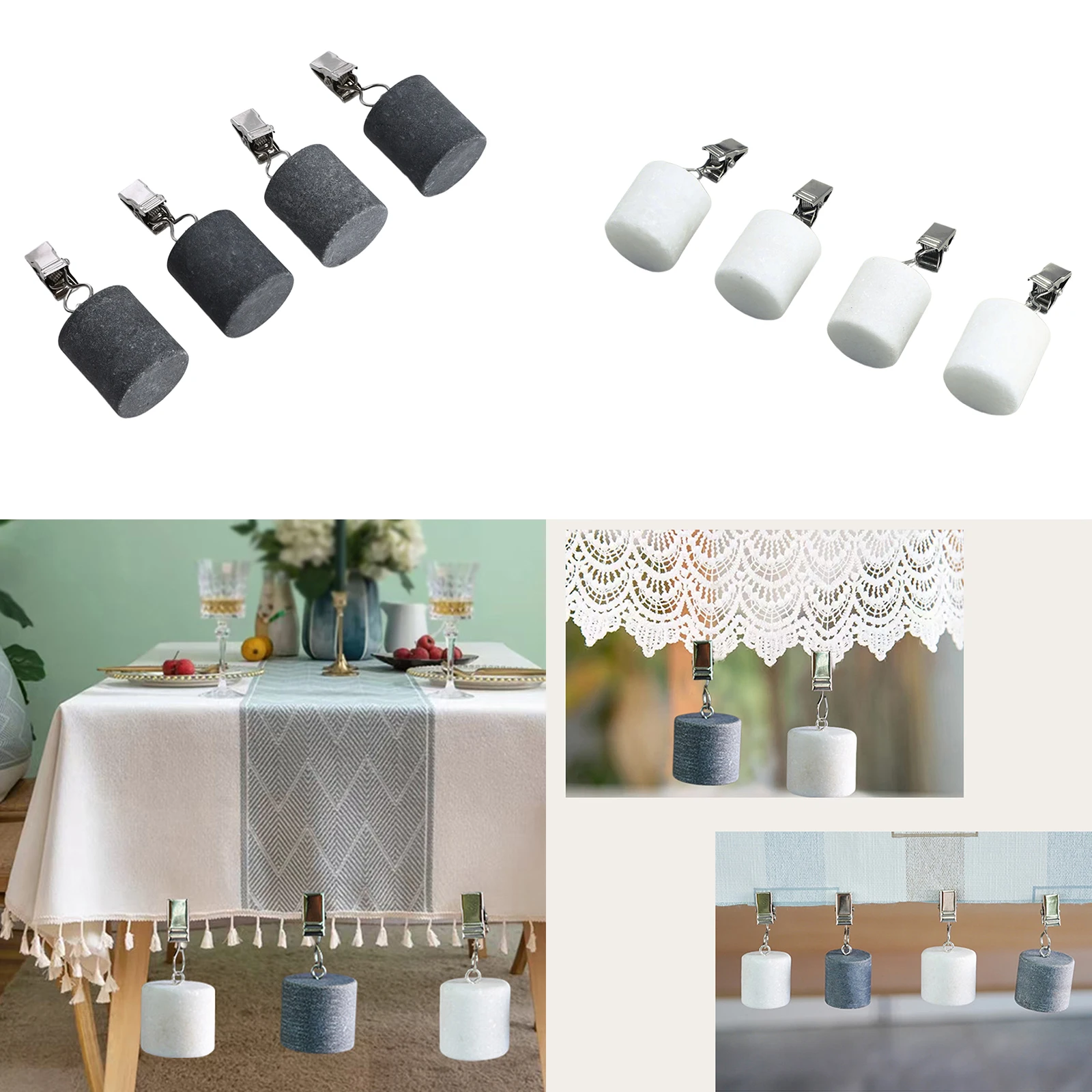 4pcs Tablecloth Weights Marble Table Cover Weights Anti-Skid Outdoor Curtain Shower Stones Pendant Weights Table Cover Clips Pad