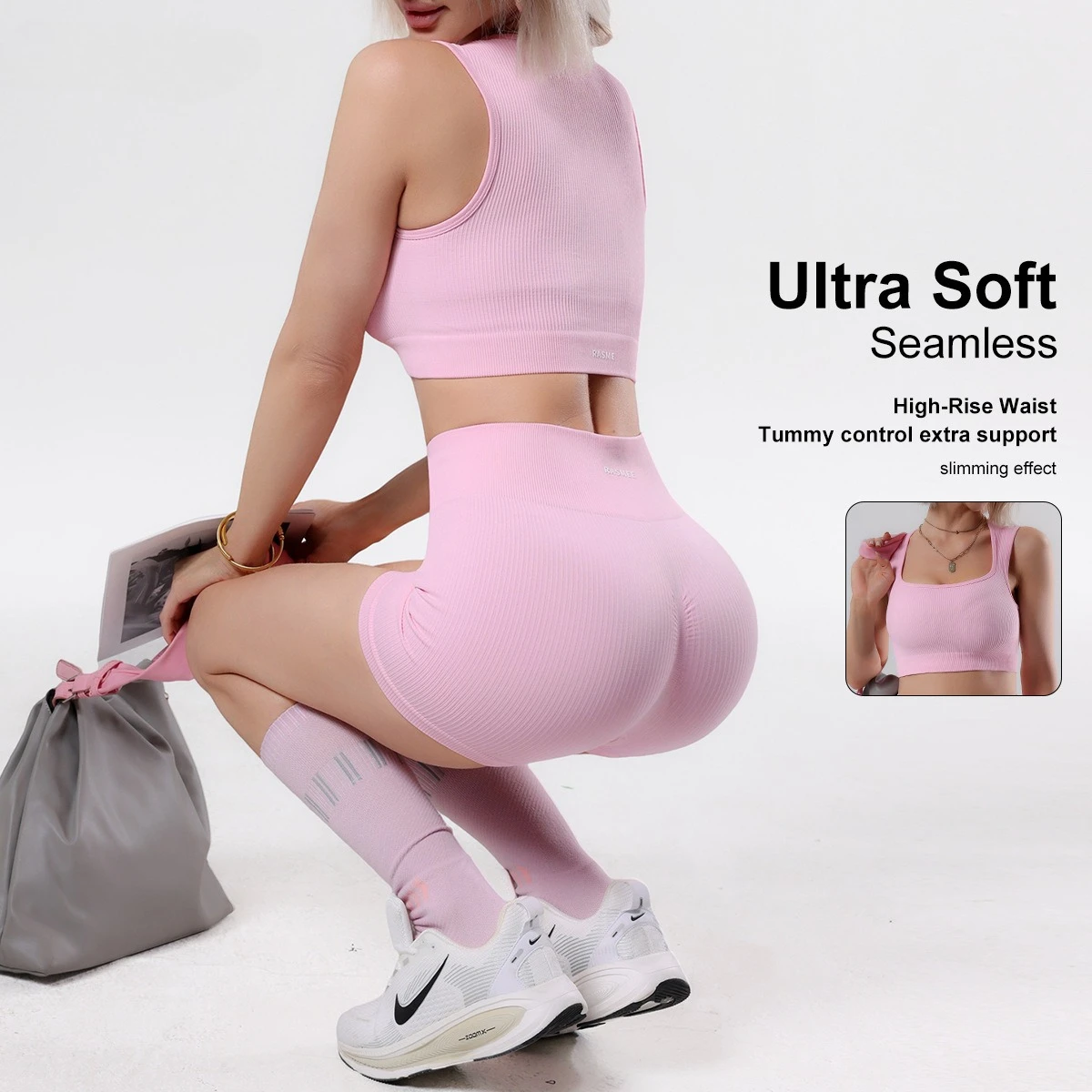 Conjunto de Shorts de Yoga Sin - Seamless Ribbed Workout Tank Top reseña y precio