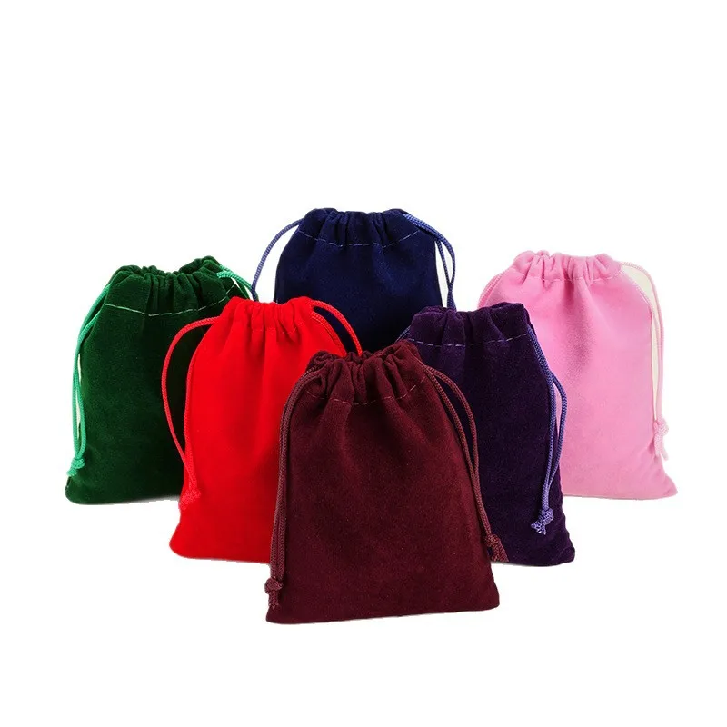 10pcs/lot 20*30cm Black/Grey/Blue/Red/Rose/Coffee Big Drawstring Velvet Pouches Party Wedding Gift Packaging Bags Custom Logo