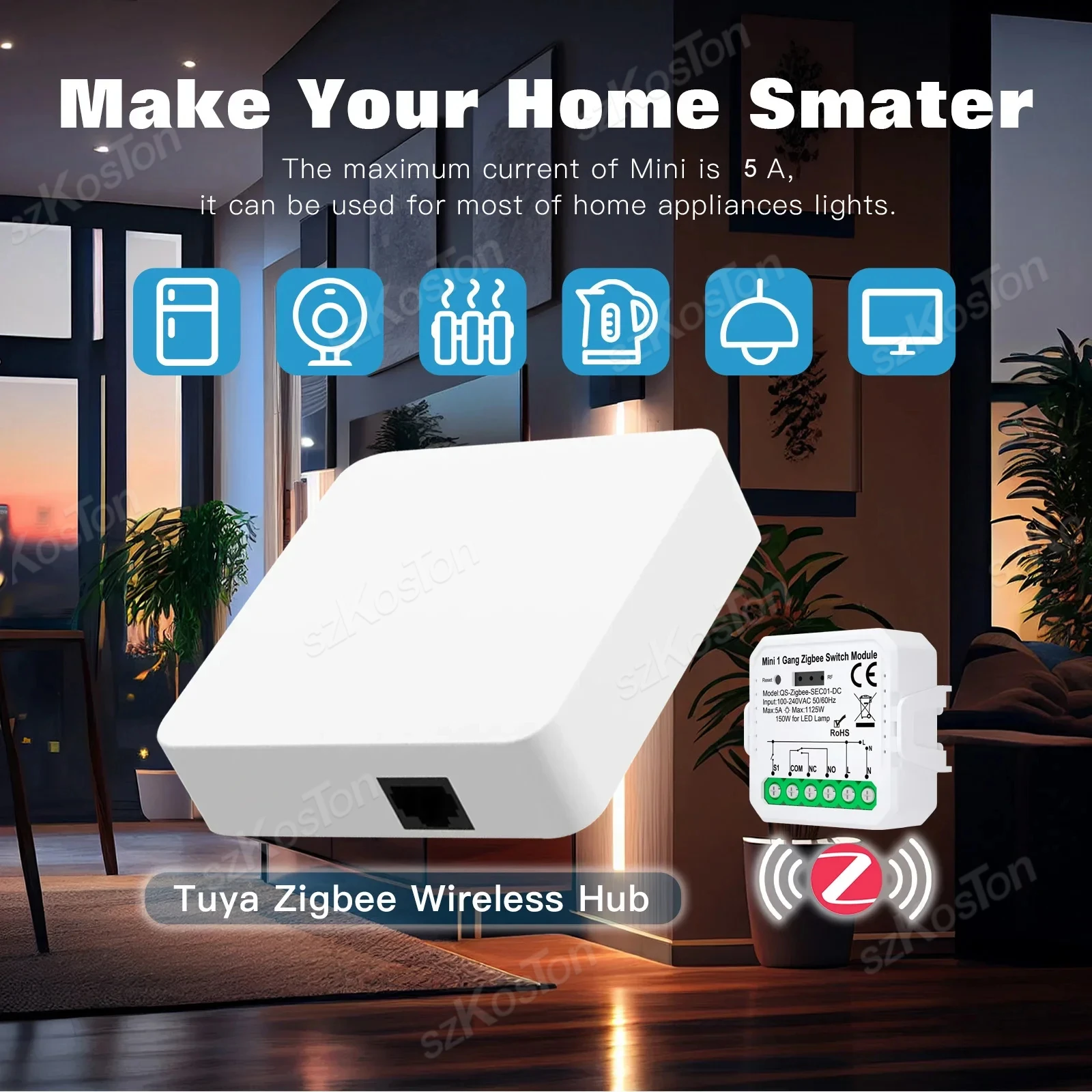 Tuya Smart ZigBee WiFi Switch Module Dry Contact Smart Home DIY Breaker Relay DC 12/24V AC 100-240V Work with Alexa Google Alice