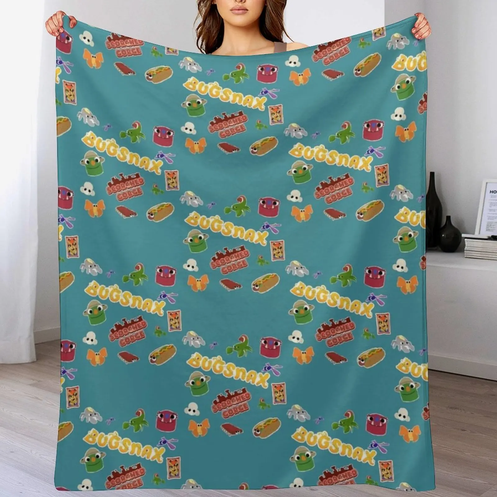 

Bugsnax Bugsnax -Catching all The Bugsnax In Scorched Gorge Throw Blanket Breathable Lightweight Blanket for Adults Kids
