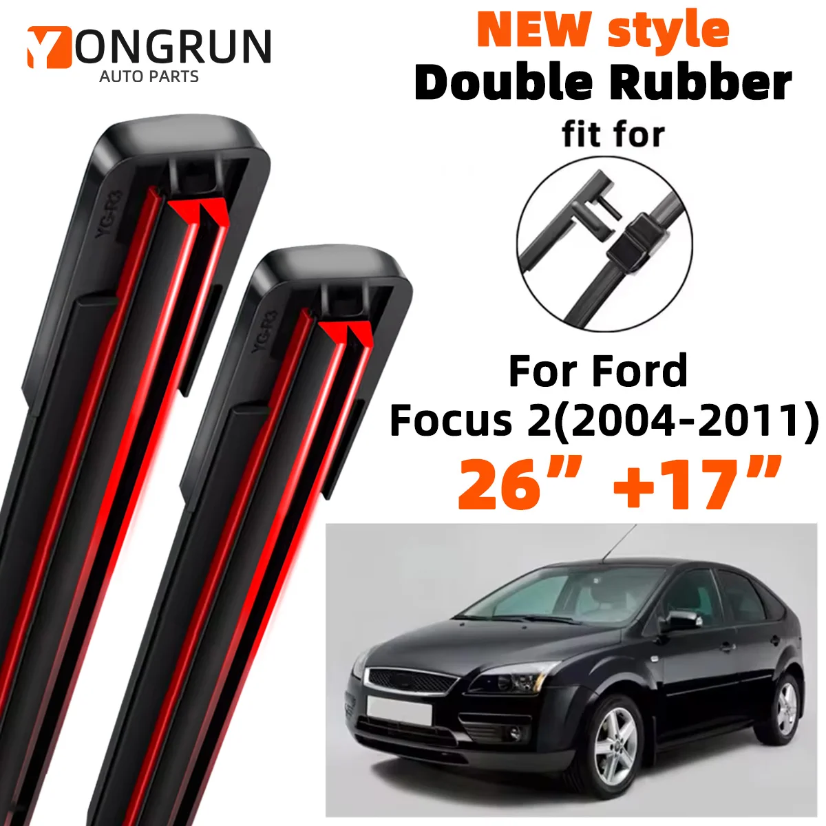 Front Wipers For Ford Focus mk2 enfoque mk2 2004-2011 Wiper Blade Rubber 26\