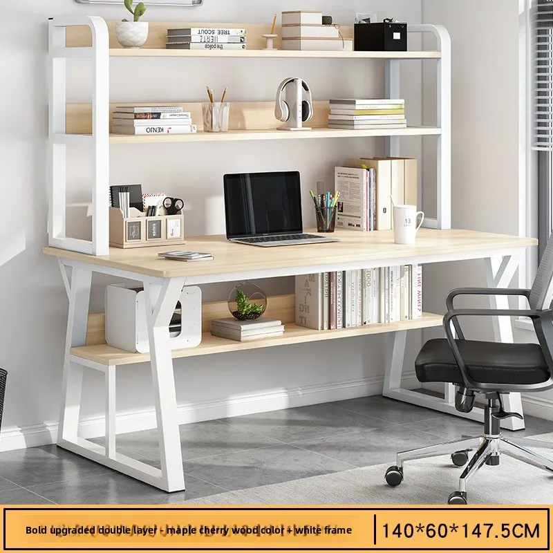 Stable Computer desk desktop desk bookshelf integrated writing desk household small apartment simple hole board desk