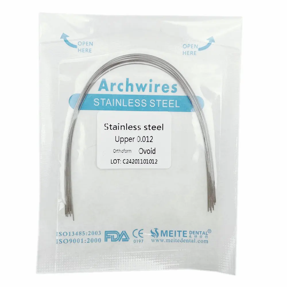 10pcs/pack Dental Orthodontic Stainless Steel Round/Rectangular Wire Ovoid Form Dentist Material Dental Arch Wire