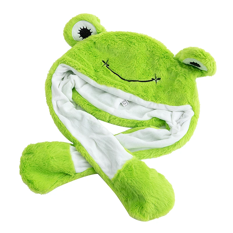 ﻿ نمط جديد للجنسين مضحك الأذن قبعة الضفدع الحيوان نمط زوجين لطيف الأذن تتحرك حتى قبعة الرجال النساء آذان الأرانب الشتاء القبعات الجميلة ﻿