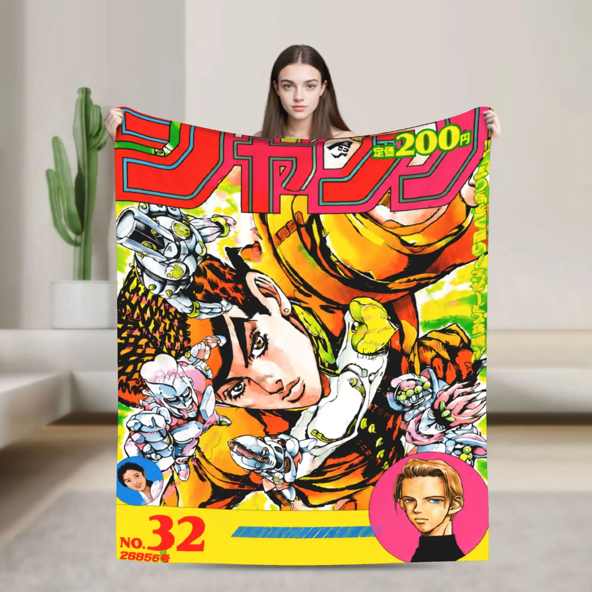 JoJos Bizarres Adventures Blanket Flannel Summer Air Conditioning Anime Manga Throw Blanket for Home Bedroom Plush Thin Quilt