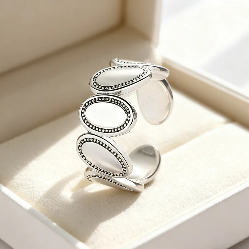 925 Sterling Silber Ellipse Splice Ringe für Damen, Luxusschmuck, elegante Accessoires, Großhandelsschmuck, verhindert Allergien – Detail 7