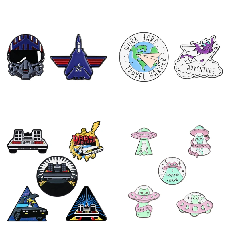 Cartoon spaceship Enamel Pins Cartoon Movie Merchandise Brooches Badge Clothes Backpack Accessories Jewelry Gift for Friends