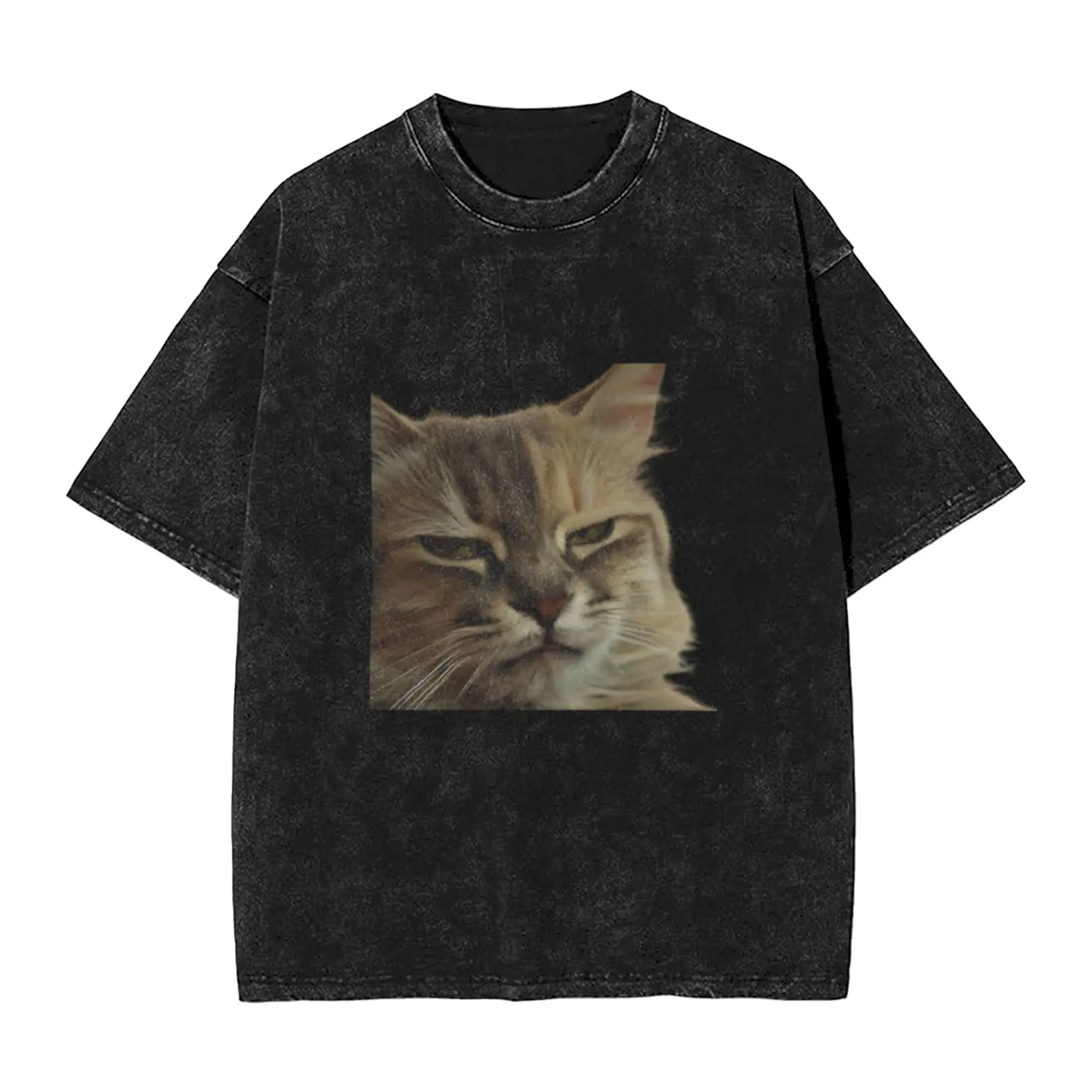 Sarcastic Cat  Meme Classic Stylish A Washed T Shirt Men's Women's Oversized Cotton Tees Tops