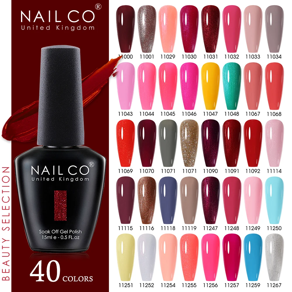 NAILCO 15ml Marrone scuro Serie di colori rossi Smalto per unghie gel Smalto gel nudo UV Gellak Design Lacca TopBase Coat Nail Art Manicure