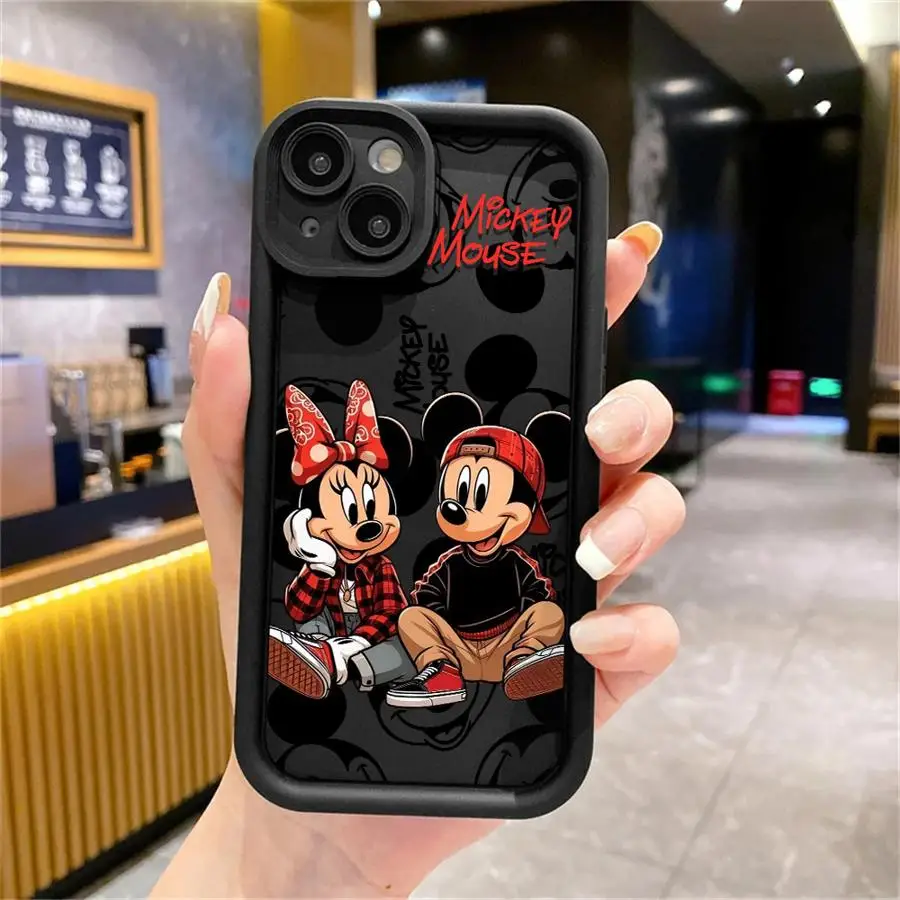 Disney mickey minnie myš hustý telefon pouzdro pro iPhone 16 13 mini SE 15promax 14 plus 12 pro 11 pro 8 7 XR XS maxi měkké obal