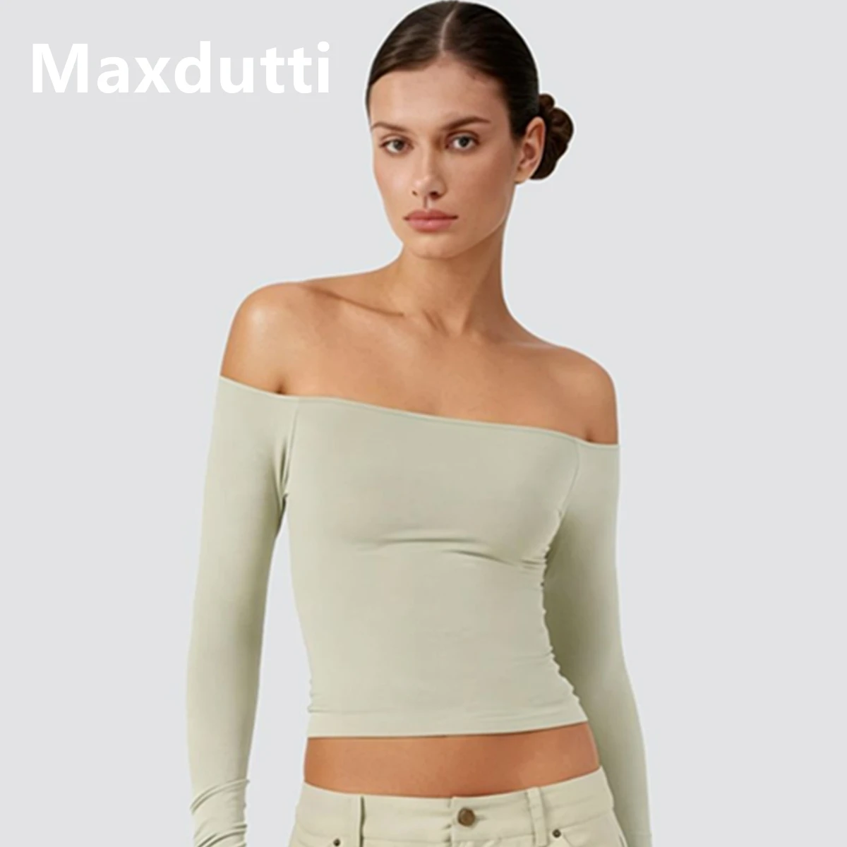 

Maxdutti 2026 Fashion Off Shoulder Yoga Suit Sexy Women's Top Sports T-shirt Fitness Suit T-shirt Woman Clothes Female Clothing