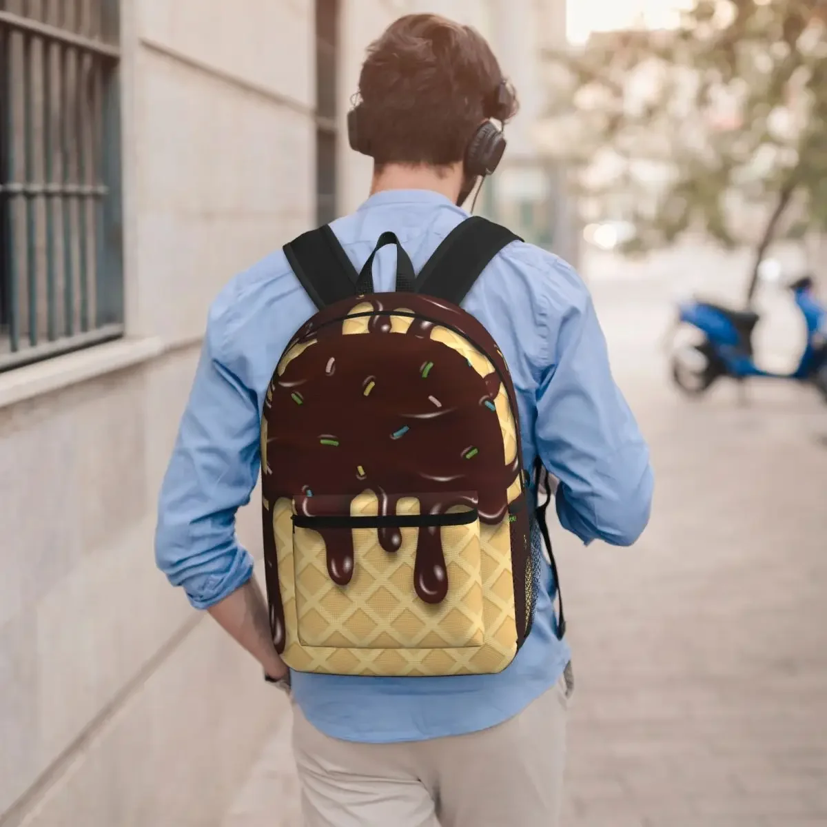 Ice Cream Dripping Kawaii Student Backpack School Bag Hiking Travel Daypack for Men Women Bookbag Shoulder Bags