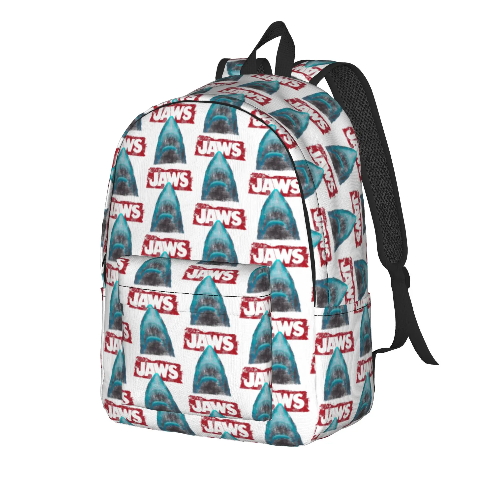 Jaws Distressed Vintage Poster Backpack  Female Polyester Outdoor Style Backpacks Soft Funny High School Bags Rucksack