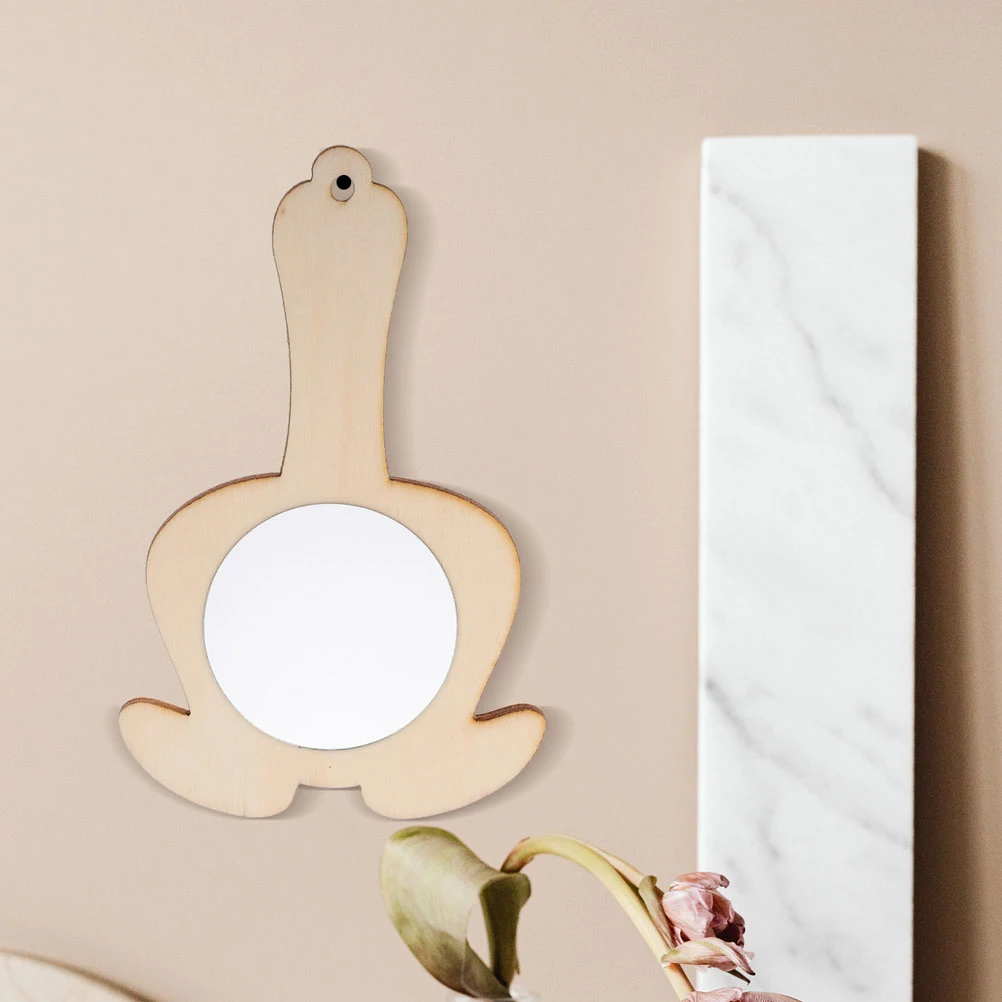 

5Pcs DIY Wooden Vanity Mirror Unpainted H held Blank Crafts for Kids Family H made Toy Decor Wooden Mirror Supply