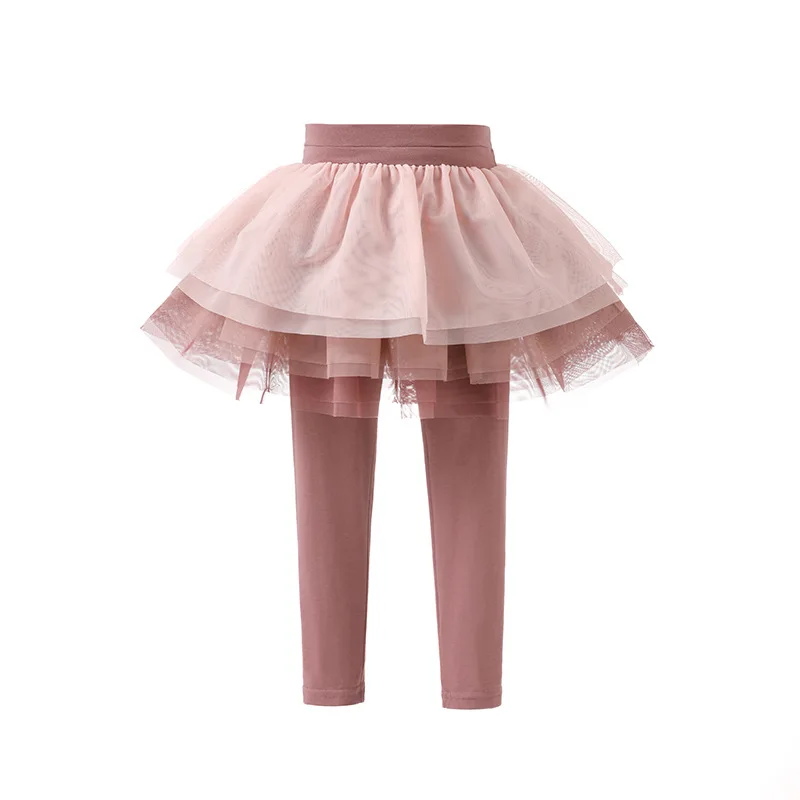 Spring Autumn Baby Girl Princess Legging with Cake Tutu Skirt Pants Child Culottes Mesh Patchwork  Small Kid Clothes