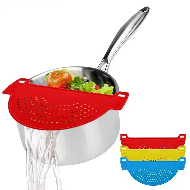 Silikon Pan Pot süzgeç Pot süzgeç Pan süzgeç makarna spagetti pratik boşaltma aracı ev mutfak için kolay boşaltma