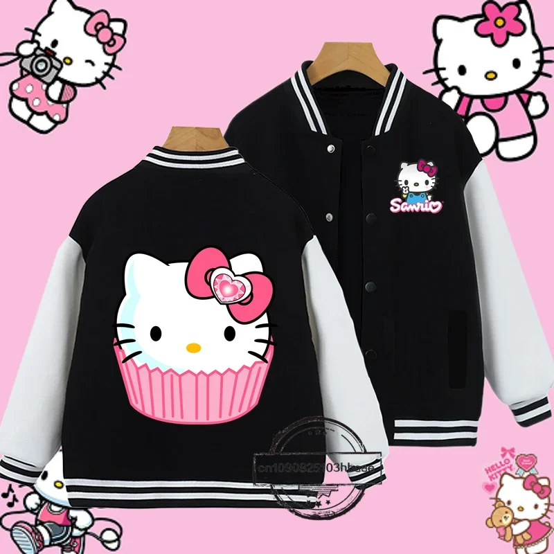 2024 Dziecięcy mundur bejsbolowy Disney Seria 1-14 prezent urodzinowy Hello Kitty Cartoon Print Chłopcy Dziewczynki Kawaii Jesień Zima Płaszcz kurtka