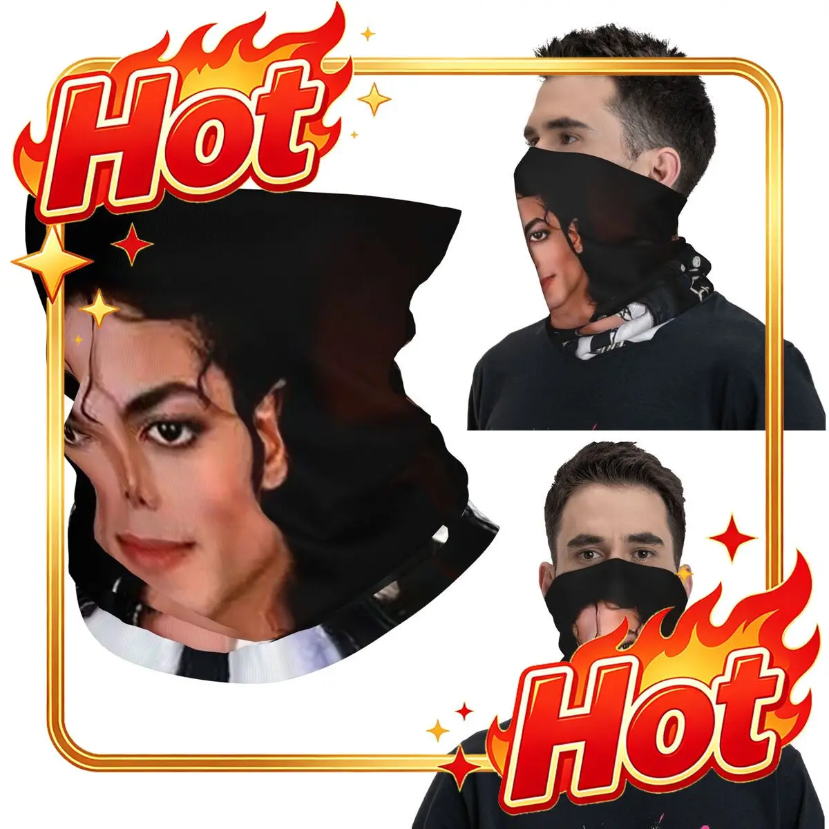Custom Michael Jackson Bandana Neck Gaiter Printed Mask Scarf Multifunction Cycling Scarf Outdoor Sports Unisex Adult Winter