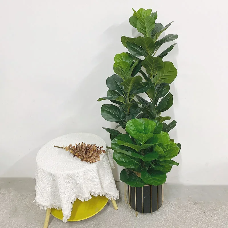 35-150cm Tropical Tree Large Fake Ficus Lyrata Plant  Artificial Ficus Plants Plastic Fake Leafs For Home Office Shop Decor Gift