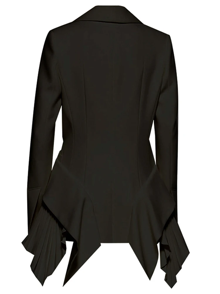 YERMORA Pleated Pocket Elegant Blazer For Women Lapel Long Sleeve Fashion Tide Loose Fit Jacket Spring Autumn 2025 New A176