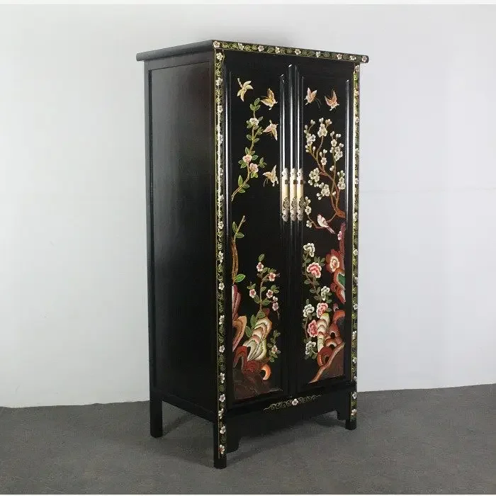 Old pine painted bedroom locker Ming and Qing antique simple wardrobe storage cabinet