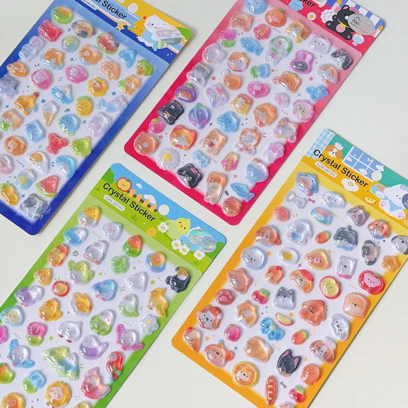 3D Animal Bunny Cat Dog Stickers Cute Phone Photo Decoration Plastic Relief Kawaii Stationery DIY Hobby Supplies