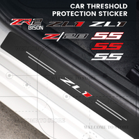 4/5pcs For Camaro Z28 Silverado ZR2 Bison ZL1 SS LOGO Car Door Sill Strip Carbon Anti-Scratch Trunk Protector Sticker