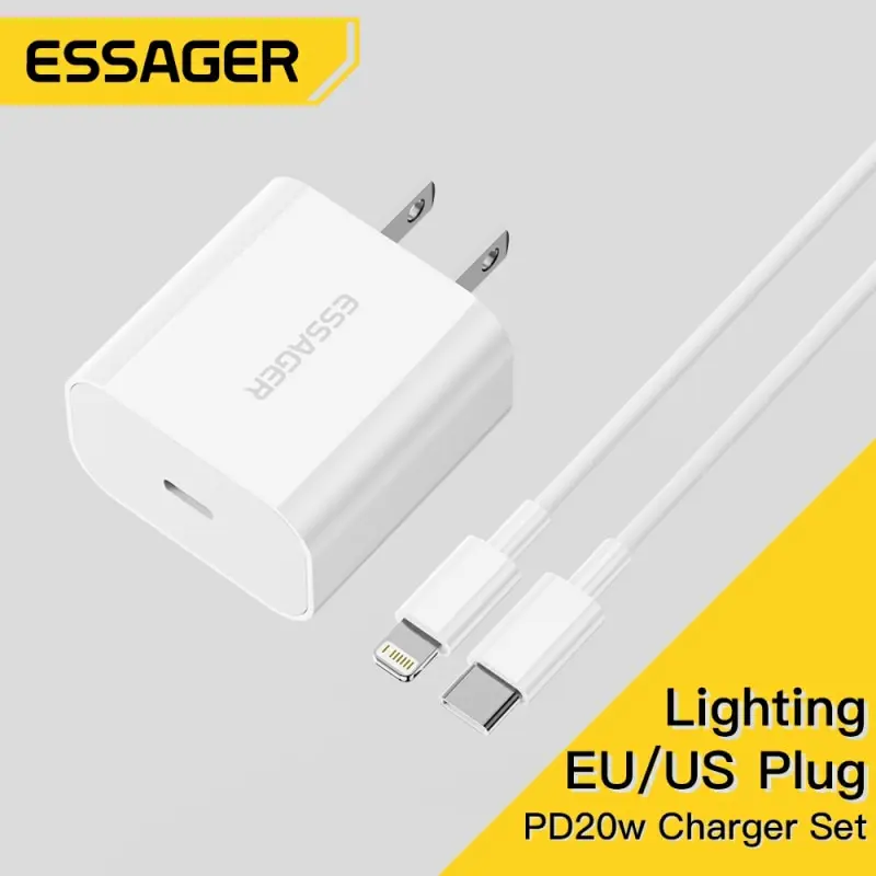 Essager 20W Quick Charge PD USB C Fast Charger Type C for iPhone 14 13 12 X Xs 8 Xiaomi Samsung Phone Tablet