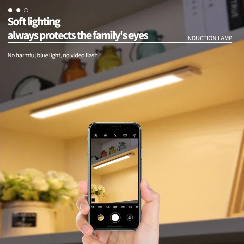 LED محس حركة مصباح USB نوع-C ضوء الليل القابلة لإعادة الشحن لخزانة المطبخ خزانة خزانة أضواء داخلية 3 ألوان الإضاءة #1