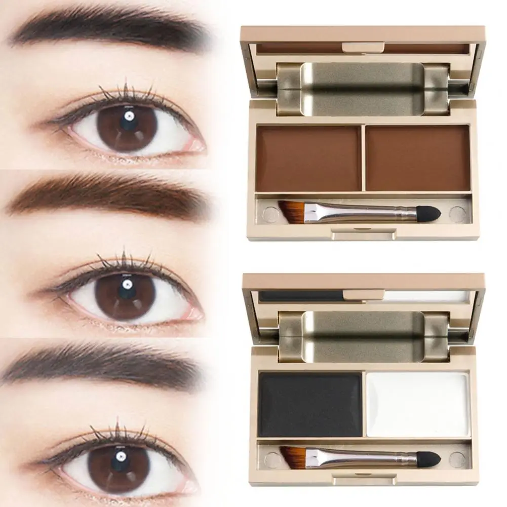 4g Fashionable Dual-colors Daily Using Brow Styling Kit Eyebrow Eyeshadow Contour Sculpting Palette Brush Included