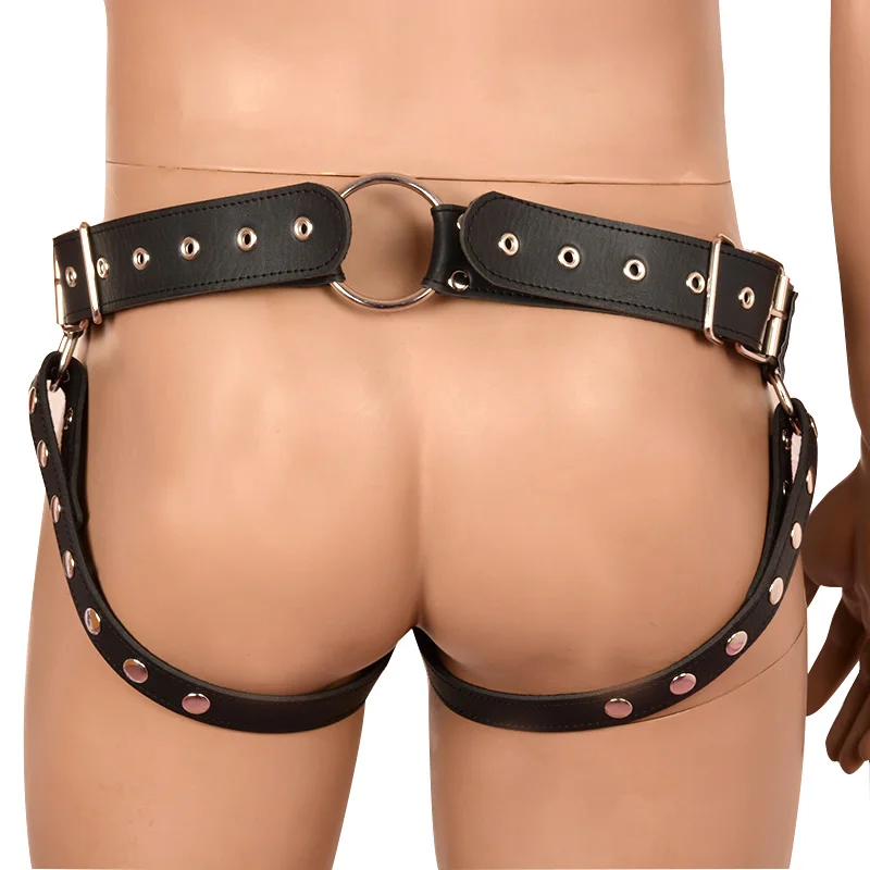 Sexy Lingerie for Men PU Leather Male Harness Belts Fetish Bondage Restraints Body Harness with Cock Ring Sexy Clubwear Costume