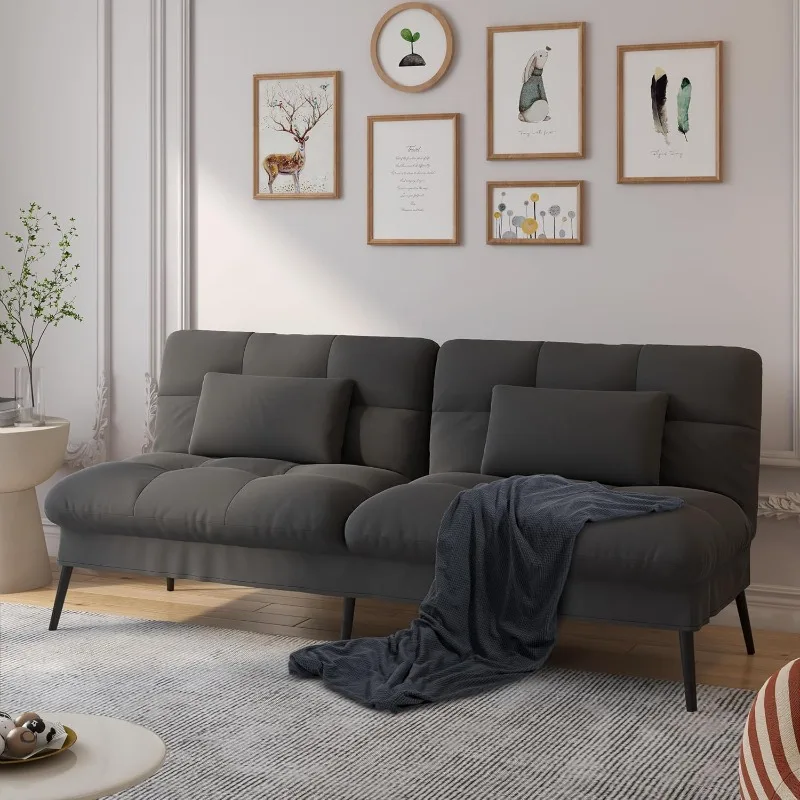 سرير أريكة Futon قابل للتحويل ، أريكة قماشية 68 بوصة مع مسند ظهر قابل للتعديل ، نوم Futon قابل للطي ، كرسي كرسي